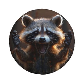 Raccoon Spare Tire Cover Weatherproof Universal Wheel Protectors Wheel Covers for RV Camper Travel Trailer SUV Truck 17 Inch