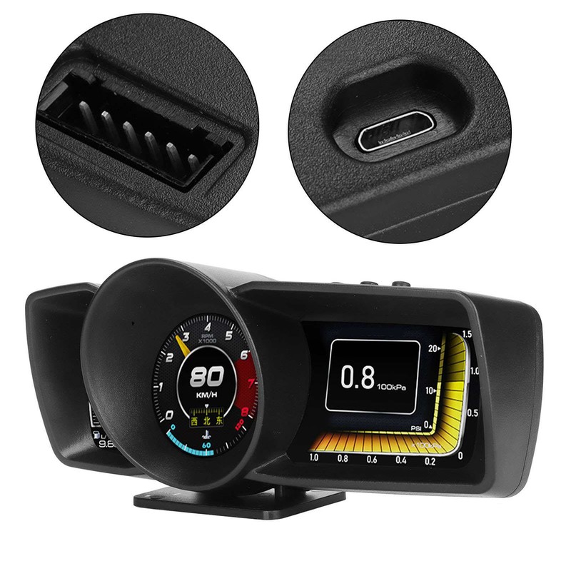Car HUD OBDII GPS 3 LCD Screen Overspeed Alarm Multifunction