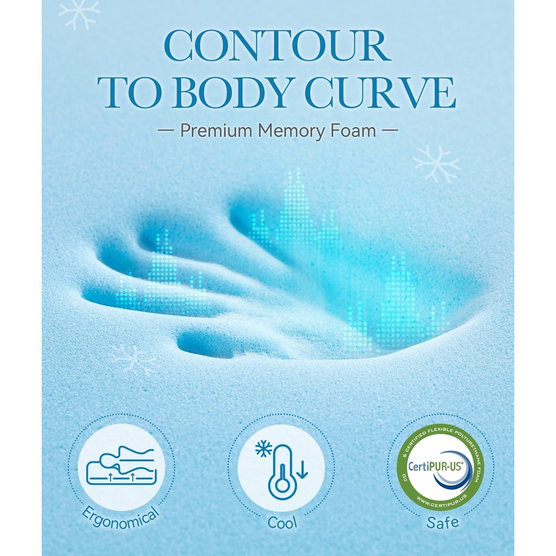 BDEUS Dual Layer 3 Inch Memory Foam Mattress Topper Queen