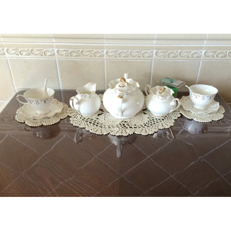 Beige 11x17 Inch Oval 100% HANDMADE Crochet Lace Placemats Doilies