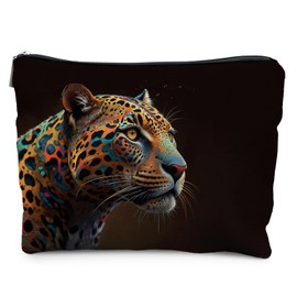 Likjad Colourful Leopard Makeup Bag, Trendy Cheetah Print Cosmetic Bags for Women, Modern Fashion Cheetah Makeup Pouch, Leopard Print Gifts Zipper Pouch