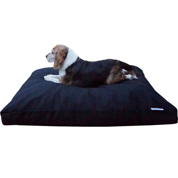 Dogbed4less Memory Foam Dog Bed for Small to Medium Dogs, Waterproof Lining and Machine Washable Durable Pet Bed Canvas Cover 37X27 Pillow, Black