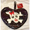 Deceptions Black Heart Shaped Skull & Crossbones Purse Wristlet, Textured,