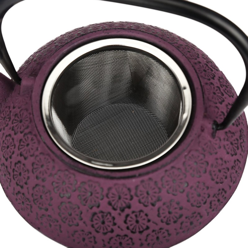 30 oz Cast Iron Teapot Enamel Lining W/Metal Infuser Tea