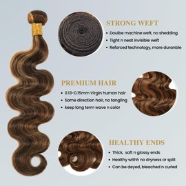 BQRIH F1B/30 Highlighted Body Wave Bundles with Closure 14 16 18+12