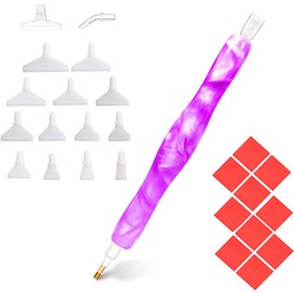 Praise V Do Diamond Painting Art Drill Dot Pen Stylus Kit, Gem Rhinestone Picker Tool,5D Diamond Art Pen Placers Tips and 10Wax, Nail Art Embroidery Decoration Purple