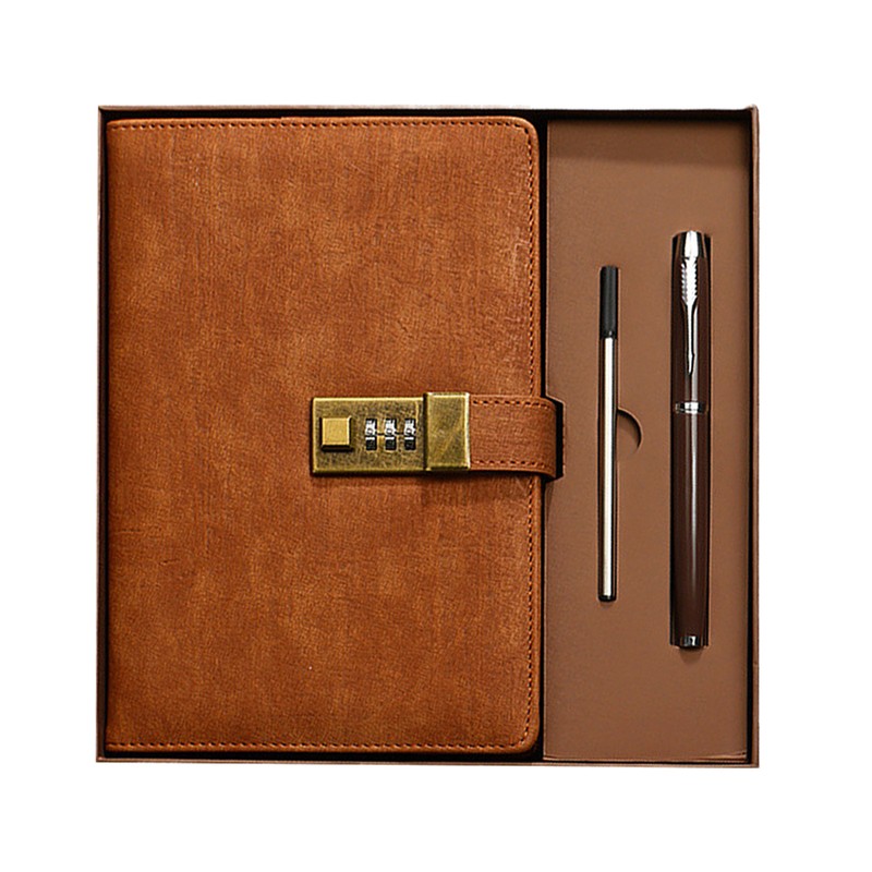 Vintage A5 Notebook PU Covered Diary with 3-digit Lock Notepad