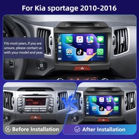 Motorsi 2+64G Car Stereo Radio for Kia Sportage 2010 2011 2012 2013 2014 2015 2016 with Carplay Android Auto 9" Touch Screen Audio with GPS Navigation Mirror Link RDS/FM Bluetooth Hi-Fi Backup Camera