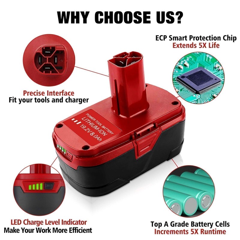 For Craftsman 2Pack for Craftsman 19.2 Volt C3 DieHard Battery