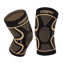 AOOWU Copper Knee Support for Women/Men, 2 Pack Knee Compression Sleeves for Knee Pain, Knee Support Brace for Arthritis, Joint Pain, Ligament Injury, Meniscus Tear, ACL, MCL, Running, Sports, Squats
