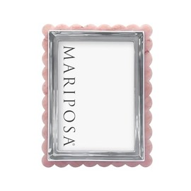 MARIPOSA PINK ACRYLIC SCALLOP 5x7 FRAME | PINK | BRILLANTE | FRAMES | DECORATIVE PHOTO FRAMES | RECYCLED SANDCAST ALUMINUM | HANDMADE IN MEXICO