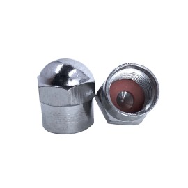 Kex Pair of 2 Chrome Hex Dome metal valve caps for cars, bicycles and trucks