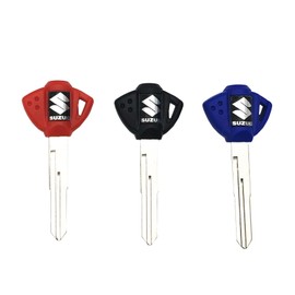 MELD 3X Motorcycle Blank Key Blanks for Suzuki GSX-R 600 750 1000 GSX1300R GSF 650 (3 Pack, Red, Blue, Black, Physical Contact, Motorcycle)