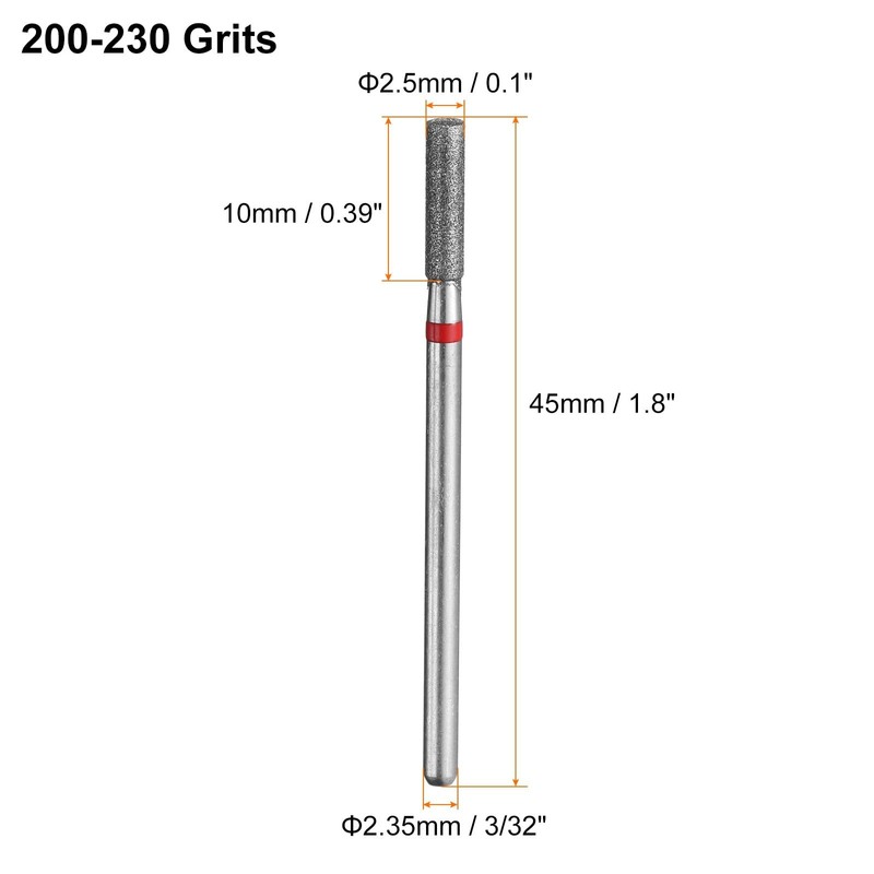 sourcing map 5pcs 200-230 Grits Diamond Grinding Bit 2.5mm Cylinder
