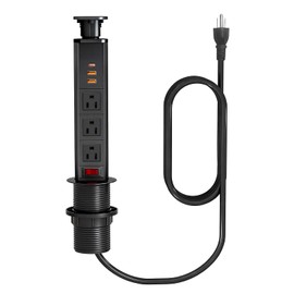 Pop Up Electrical Outlet for Countertop with 30W Max Fast Charging, Space Saver Pop Up Electrical Outlet with 3 AC Outlets, 2 USB-A, 1 USB-C for Kitchen Office Home Desk