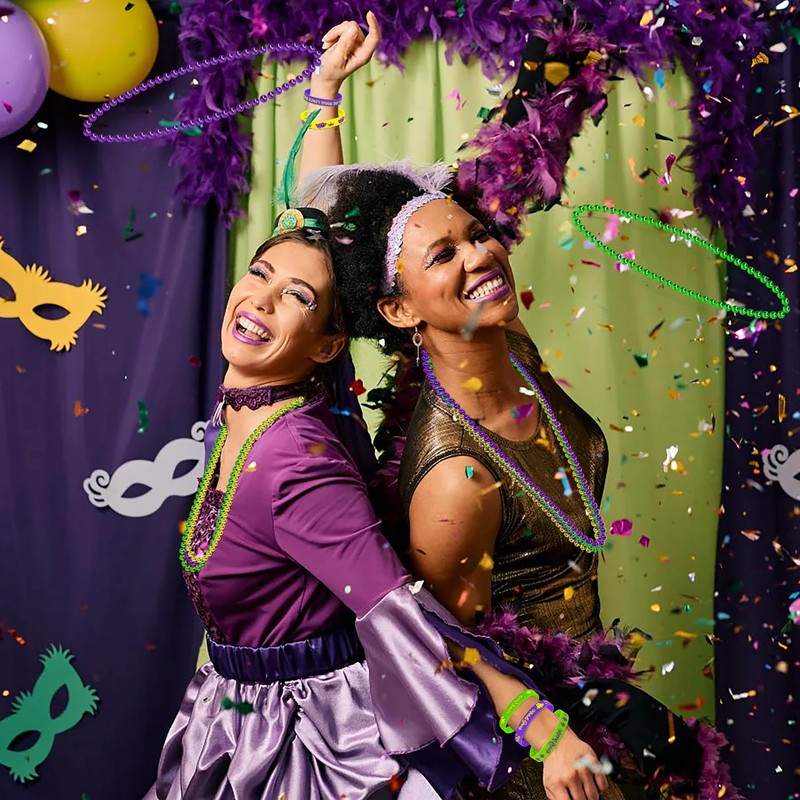 Moon Boat 74PCS Mardi Gras Accessories Bulk Parade Throws Rubber