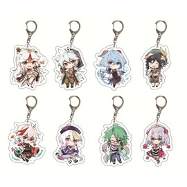 SUREHOME Genshin Impact Keychain Bulk, 29 Pack Acrylic Genshin Impact Figure Keychain Exquisite Anime Keychains Genshin Impact Merch Hu Tao Ganyu Venti Childe Klee Cute Party Favors for Kids Backpack