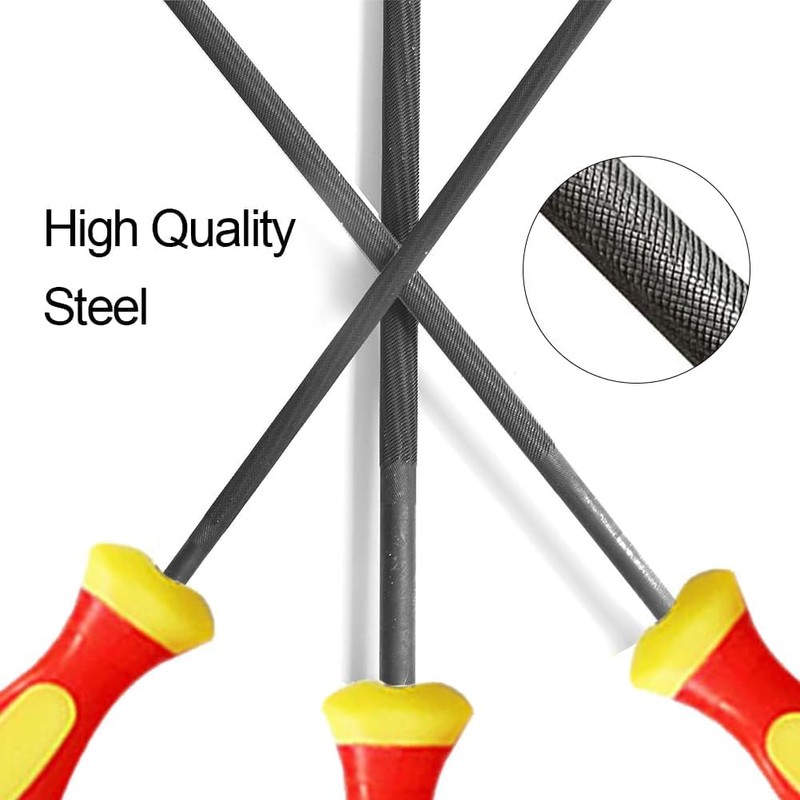 QEEROYO 3Pcs Chainsaw Chain Sharpening File, Professional Round Chainsaw Sharpener,