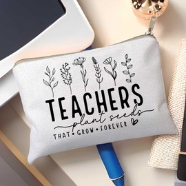 Helping Little Minds Grow Makeup Bag, Best Teacher Gift, Teacher Appreciation Gift, Teachers Plant Seeds That Grow Forever, Favorite Teacher Cosmetic Bag, Teach Love Inspire Pouch Bag