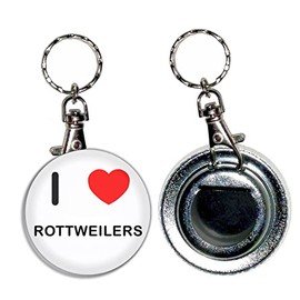 I Love Rottweilers - 55mm Button Badge Bottle Opener Key Ring