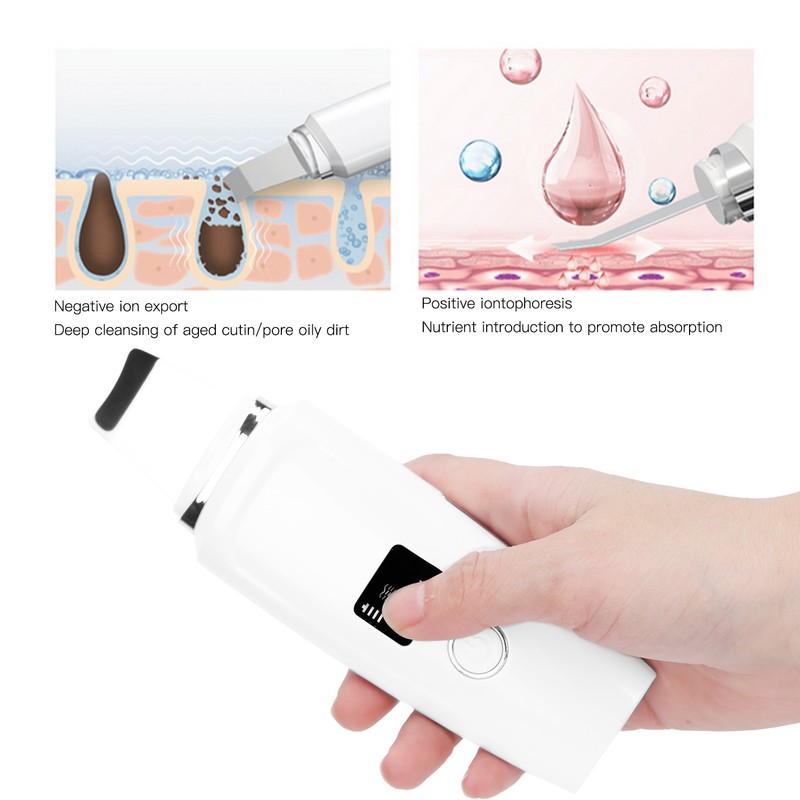 Ultrasonic Facial Skin Scrubber Blackhead Removal Face Cleaning Spatula Household