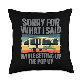 Funny Pop Up Camper Art for Men Women Pop Up Camping Lovers Throw Pillow