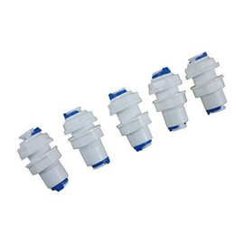 ZAOJIAO Tube Bulkhead Connector Push Fit Quick Connect for RO Water Reverse Osmosis System (Pack of 5) (1/4" Tube Bulkhead Connector)
