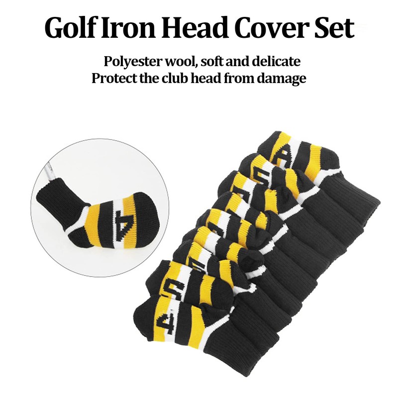 9pcs Iron Headcover, Portable Polyester Knitted Wool Iron Head Cover