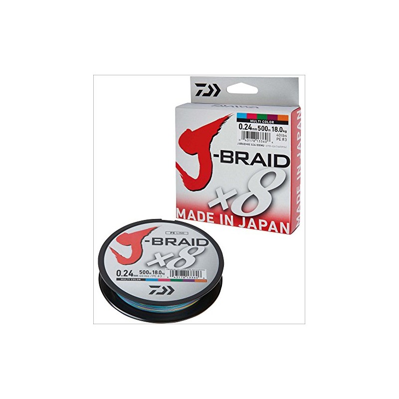 DAIWA J- Braid X8, Multicolor, 0.20mm, 13.0kg / 29.0lbs, 150m,