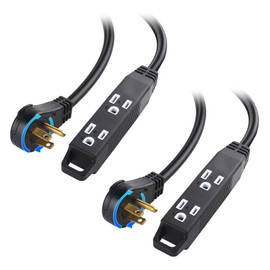 [ETL Listed] Cable Matters 2-Pack 3-Outlet Short Power Strip Extension Cord with 3 Prong Outlets and 360-Degree Rotating Plug in Black - 1ft