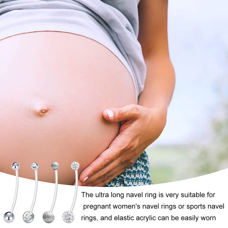 SULIUDAJI Pack of 4 Pregnancy Belly Button Piercing Navel Rings