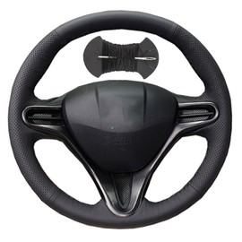 Car Steering Wheel Cover Microfiber Leather Stitch Wheel Wrap Fit for Honda Civic 2004-2011 8th MK8,Honda Civic 8 2006-2009 (3-Spoke) Old Civic 2004-2011 (3-Spoke),Black