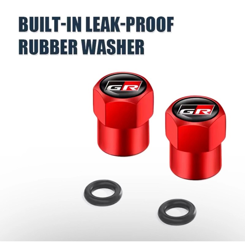 Aftermarket Black GR Toyota Valve Stem Caps for Supra, GR86,