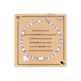 TOLOWOBK Gifts for Girls Women Gemstone Chakra Bracelet Girls Heart Charm Bead Bracelet Healing Stones Beads Bracelets Girls Christmas Birthday Gifts for Daughter Granddaughter Girlfriend Niece,
