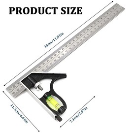 JTKREW Combination Square Stainless Steel Combination Angle for Accurate and Adjustable Woodworking Measurements