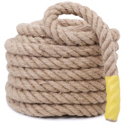 Jute Rope,1Inch Natural Hemp Rope,Twisted Manila Rope for Crafts,Gardening,Climbing,Hammock,Nautical,Tug of War,Railings,Home Decorating (1 inch x 50 Feet)