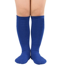 Century Star Kids Boys Soccer Socks Toddler Girl Athletic Socks Cotton Stockings, 1 Pair Solid Blue, 3-6 Years