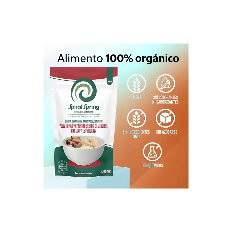 Alga Spirulina + Canela + Jengibre Pack 2 Bolsas De