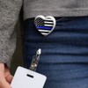 Thin Blue Line American Flag Heart Lanyard Retractable Reel Badge