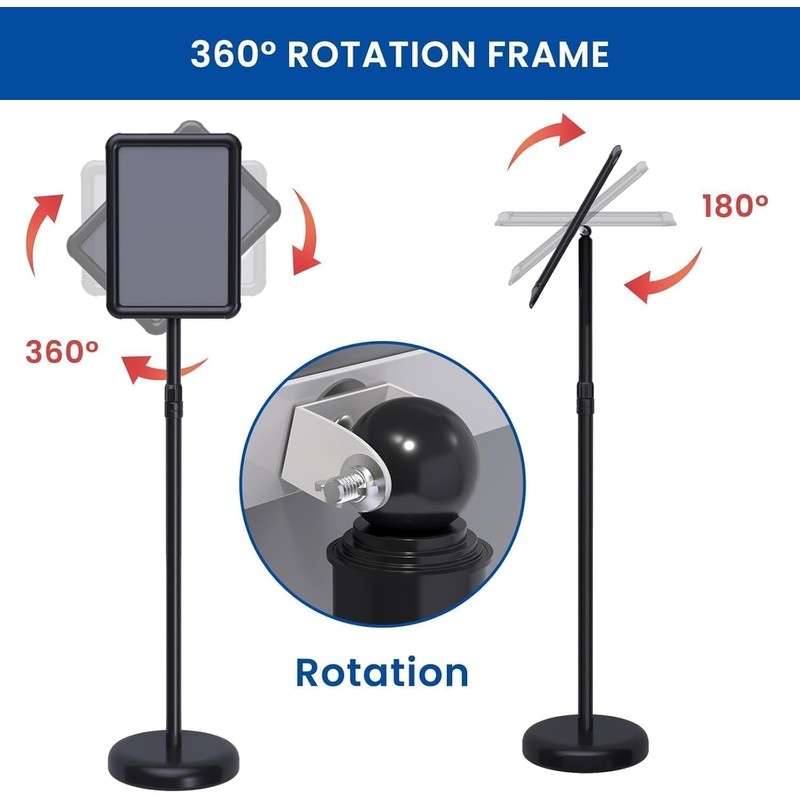 Noliven 6 Pack Standing Sign Holder 8.5x11 Inch, Adjustable Floor