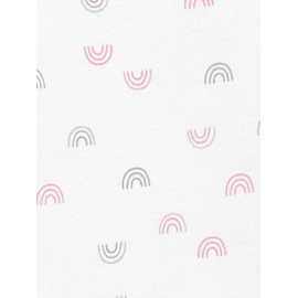 Simple Joys by Carter's Baby Girls' 3-Pack Cotton Sleeper Gown Wearable Blanket, Light Pink Bunny/White Rainbow/Elephants, 0 Months (Pack of 3)