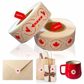 2000Pcs Made in Canada Stickers, 1in Maple Leaf Labels, FABRIQUE AU Canada Bulk Label Stickers, Durable Peel-and-Stick Decals for Party Favors Gift Packaging Product Labeling Canadian Pride (2 Rolls)