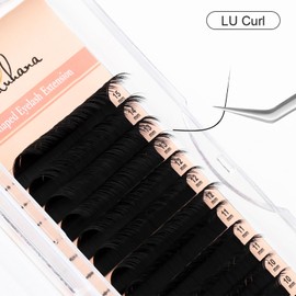 Natuhana Round Eyelash Extension 0.07 mm Lu Curl Classic Lash 8-15 mm Mixed L-Shape Eyelash Extension, Classic Individual Eyelash Extension (Black; 0.07lu, 8-15 Mix)