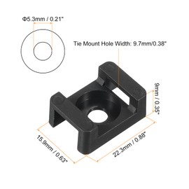 MECCANIXITY 500pcs Cable Tie Base Saddle Type Mount Wire Holder, 0.88"x0.63"x0.35" Wire Clips Organizer Holders Clamps for Electronic Wire Black 0.21"Dia
