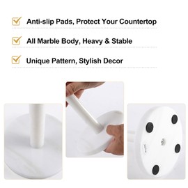 Koville Natural Marble Paper Towel Holder Countertop, 6“ Genuine Stone Paper Towel Holder Stand for Kitchen Storage, for Standard Rolls(Namib Fantasy)