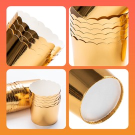 Gold Baking Cups Cupcake Liners, 2.75"x2.3" Large Paper Baking Cups Muffin Liners Greaseproof Disposable Bulk 50pcs Cupcake Wrappers, 6 oz Standard Jumbo Muffin Cups for Mother's Day Wedding Birthday
