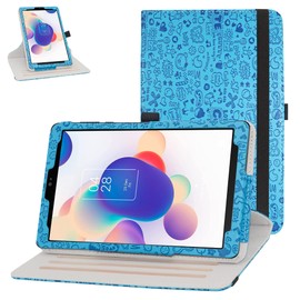 Bige for TCL Tab 8 SE 6048E Case,360 Degree Rotary Stand with Cute Pattern Cover for TCL TAB 8 LE Model 9137W /TCL Tab 8 Plus 9138S /TCL TAB 8 WiFi 9132X 8 Tablets,Blue