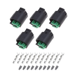 ECSiNG 5 Sets 2 Pin Temperature Sensor Connector 1-967644-1 968405-1 2 Pin Female Connectors with Female Terminals & Seals Female Connector Sensor Plug Kit