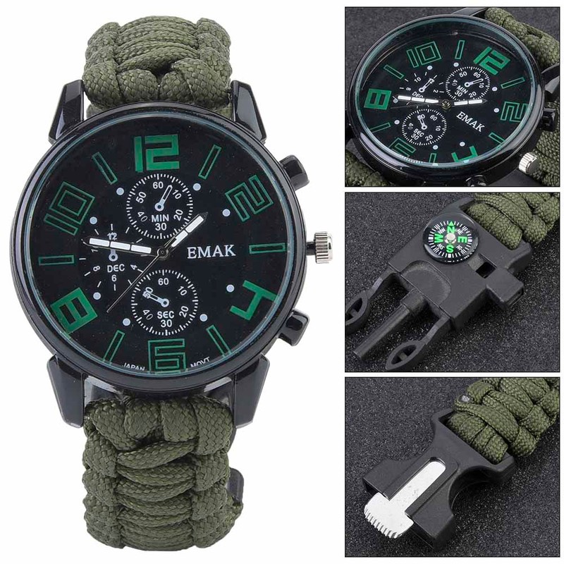 6 in 1 Multifunction Waterproof Outdoor Camping Survival Watch Rescue