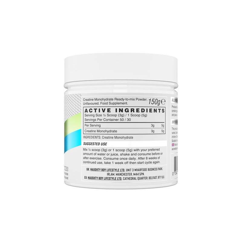 Naughty Boy Micronised Creatine Powder, Creatine Monohydrate Powder (Unflavoured) 50